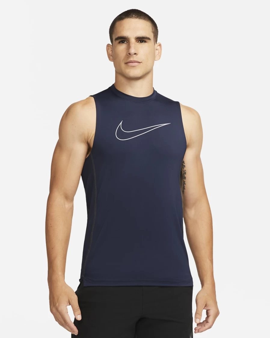Nike Pro Dri-FIT Men's Slim Fit Sleeveless Top - Obsidian/Iron Purple Moisture-Wicking Workout Shirt