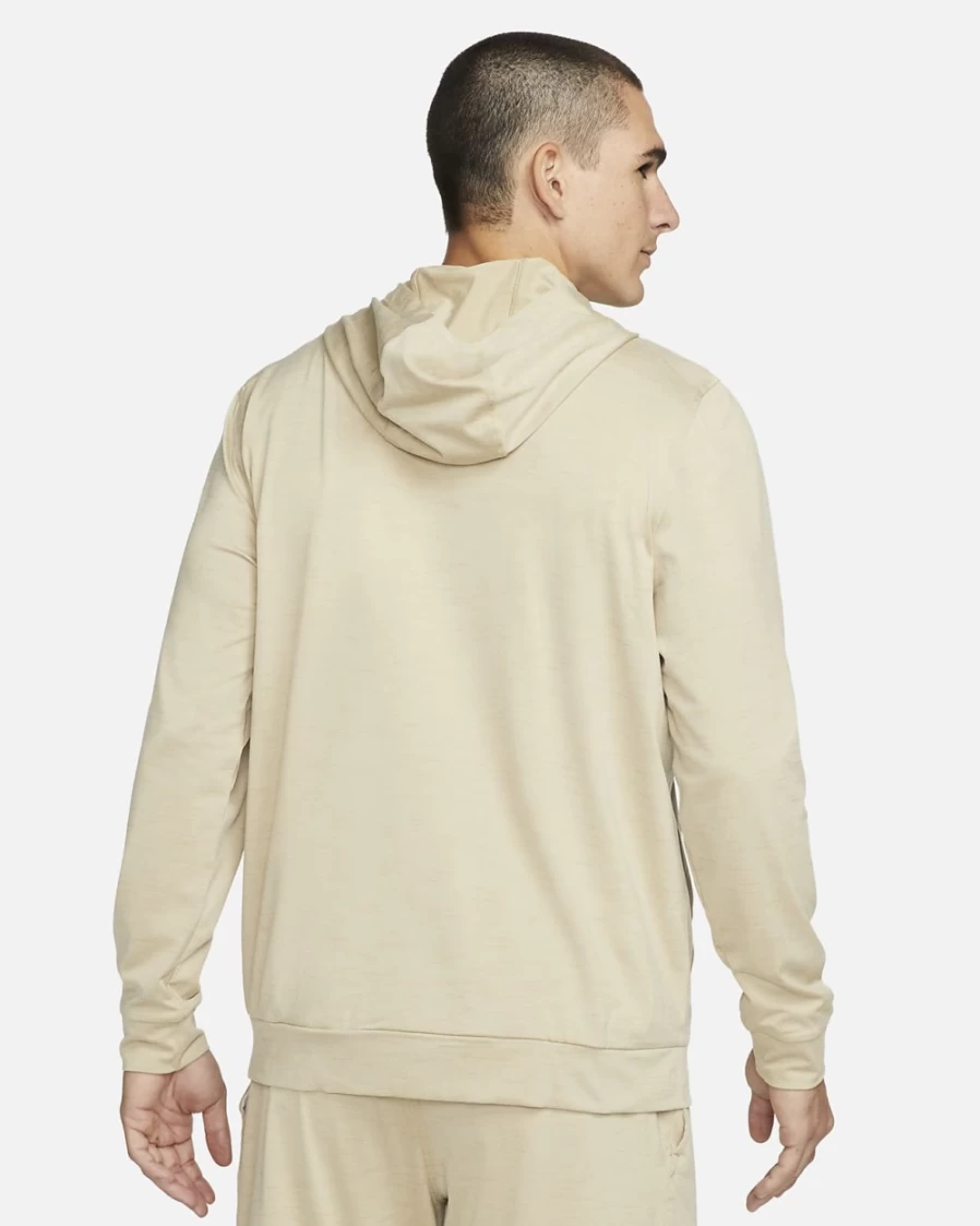 Nike Dri-FIT Men's Light Bone Full-Zip Yoga Jacket – Breathable Workout Top