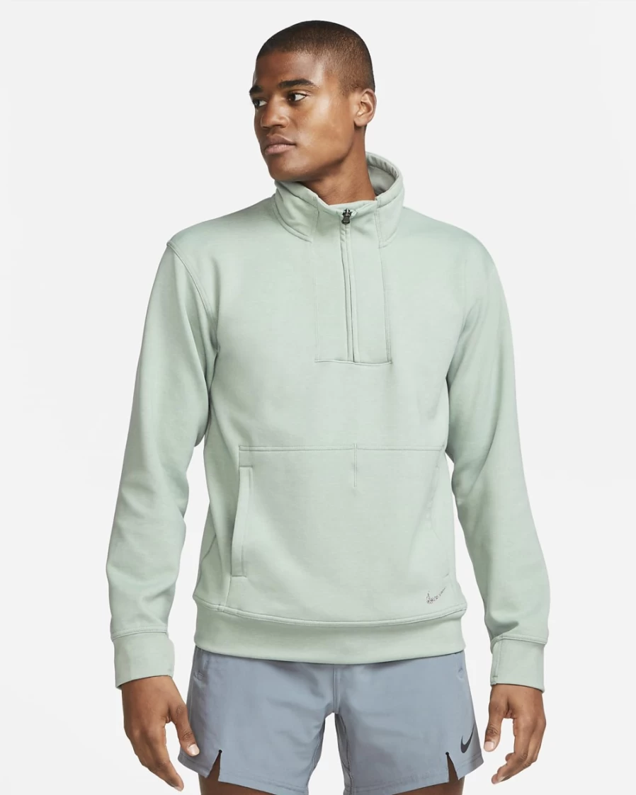 Nike Dri-FIT Men's Yoga Restore 1/4-Zip Top in Mica Green/Pure - Moisture-Wicking Workout Shirt