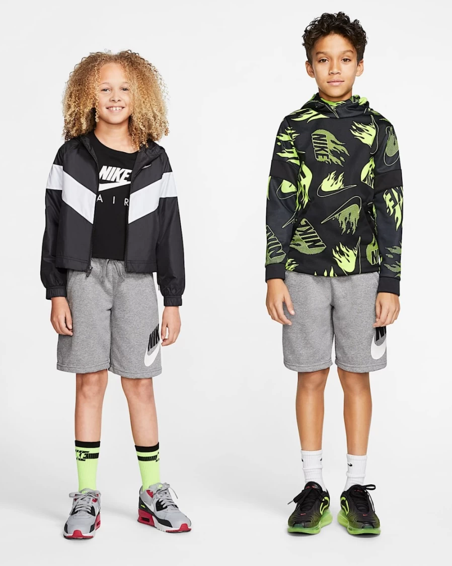 Nike Sportswear Club Fleece Big Kids' Shorts for Boys & Girls - Carbon Heather/Smoke Grey