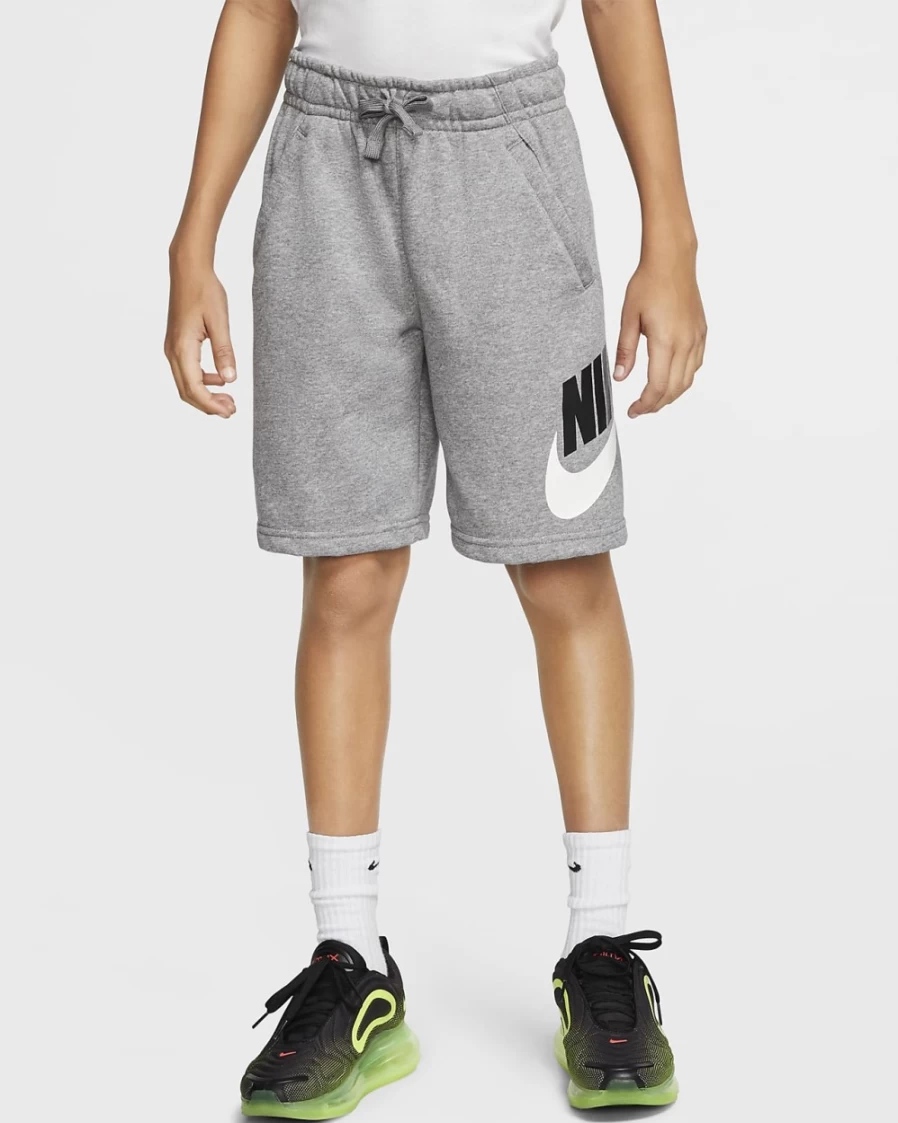 Nike Sportswear Club Fleece Big Kids' Shorts for Boys & Girls - Carbon Heather/Smoke Grey