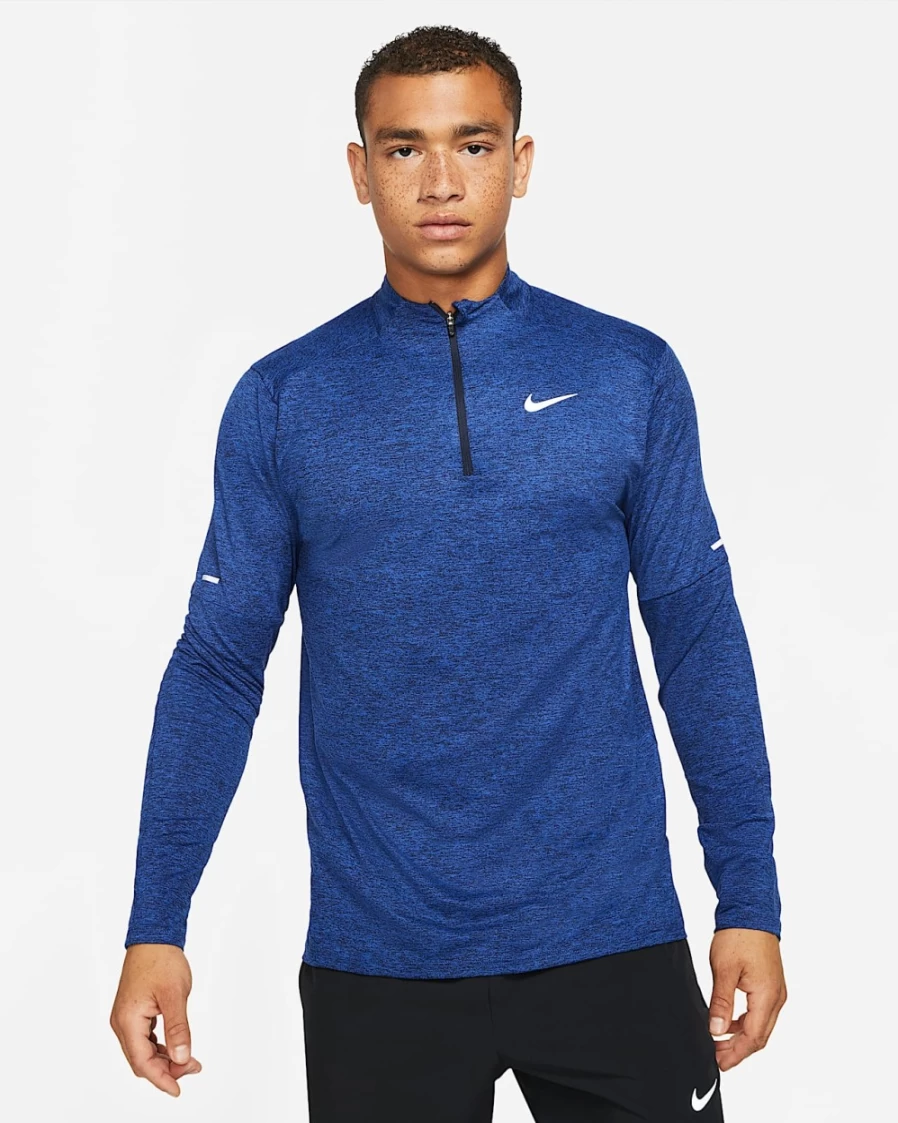 Nike Dri-FIT Element Men's 1/4-Zip Running Top - Obsidian/Game Royal - Moisture-Wicking Performance Shirt