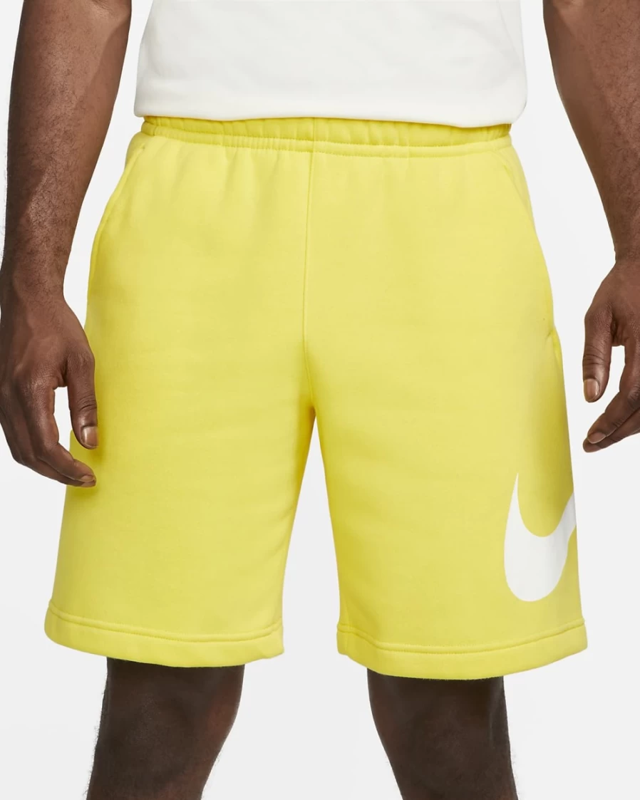 Nike Sportswear Club Men's Graphic Shorts - Yellow Strike/White Athletic Casual Shorts for Men