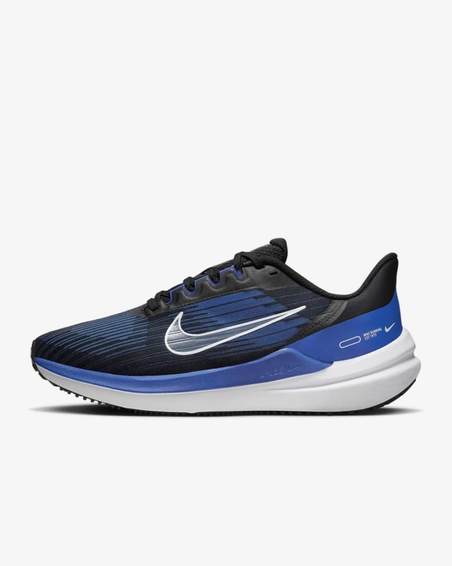 Nike Winflo 9 Men's Road Running Shoes - Black/Old Royal/Racer Blue/White