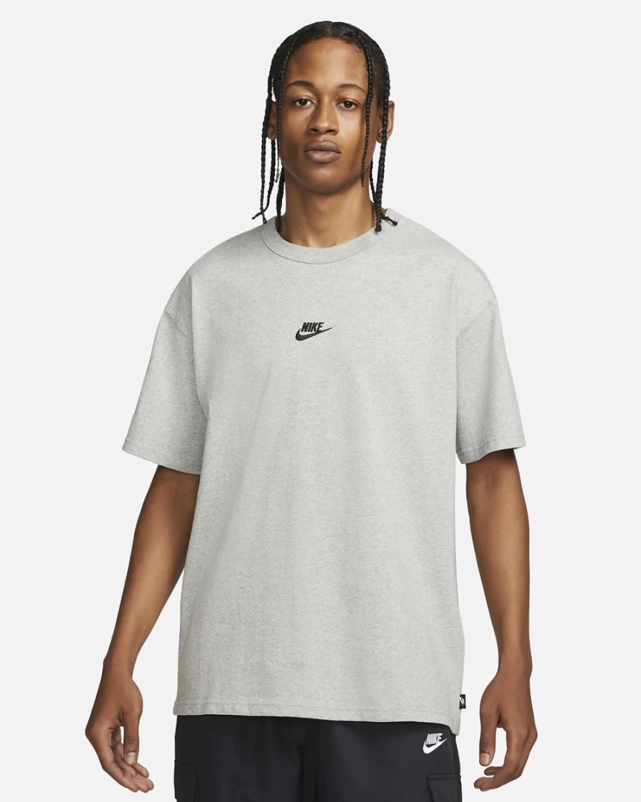 Nike Men's Dark Grey Heather Premium Essentials T-Shirt | Sportswear Casual Tee