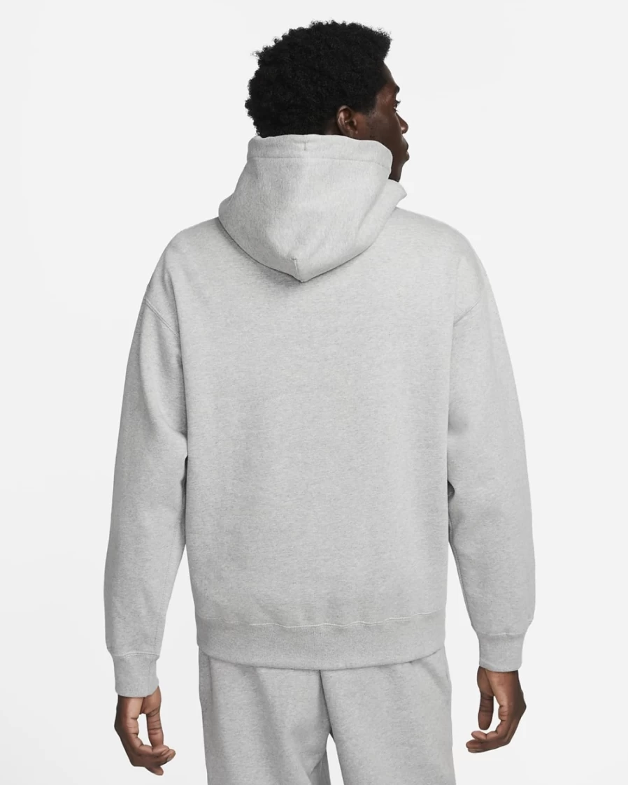 Nike Men's Solo Swoosh Fleece Pullover Hoodie - Dark Grey Heather/White