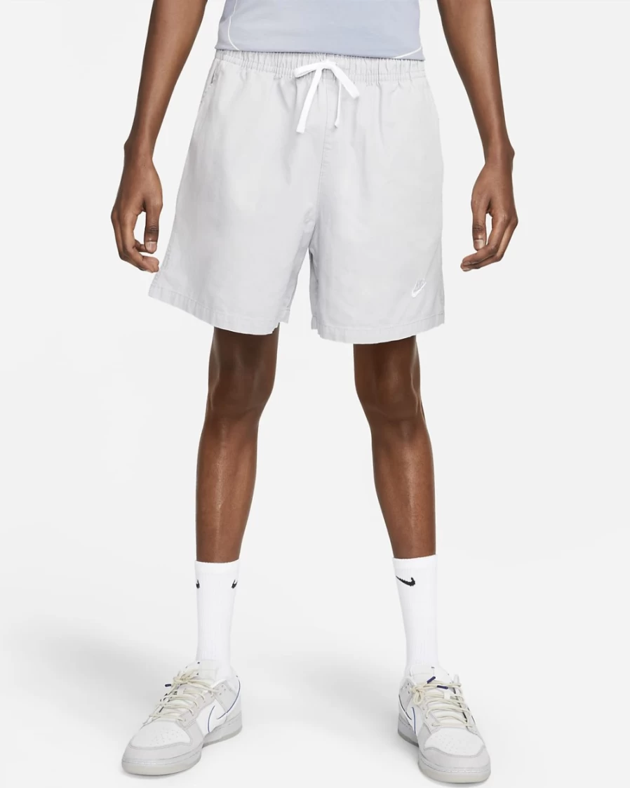 Nike Club Fleece Men's Woven Flow Shorts - Wolf Grey/White - Comfortable Athletic Shorts for Men