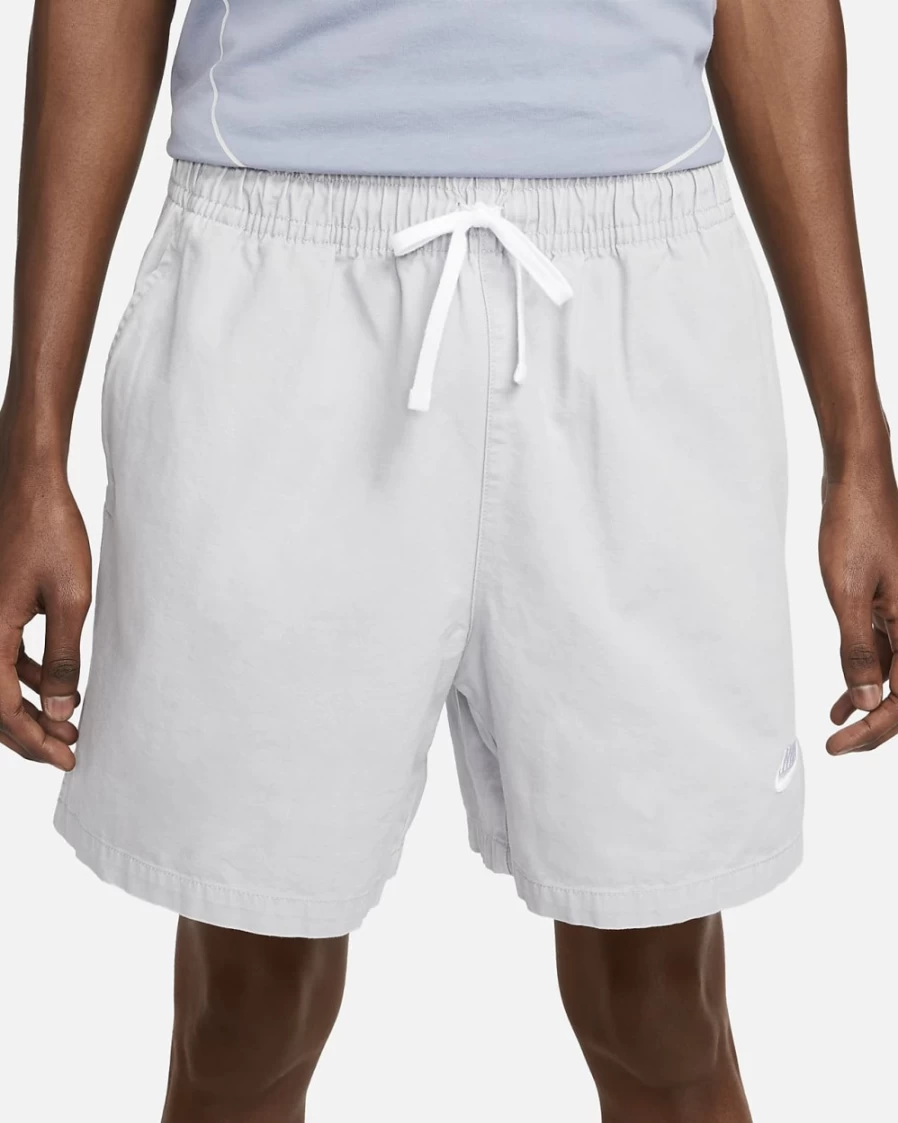 Nike Club Fleece Men's Woven Flow Shorts - Wolf Grey/White - Comfortable Athletic Shorts for Men