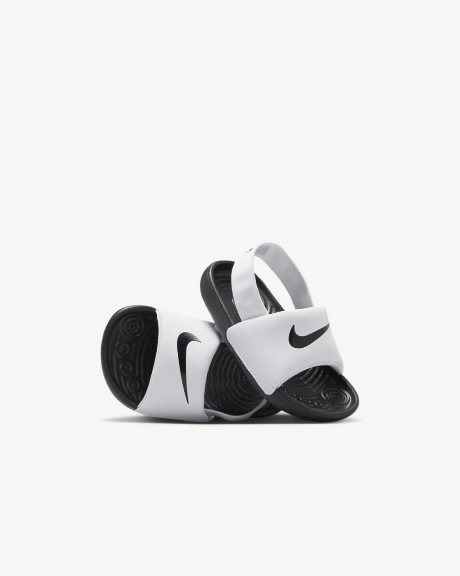 Nike Kawa Toddler Slides for Boys and Girls - White/Black Comfortable Kids Sandals