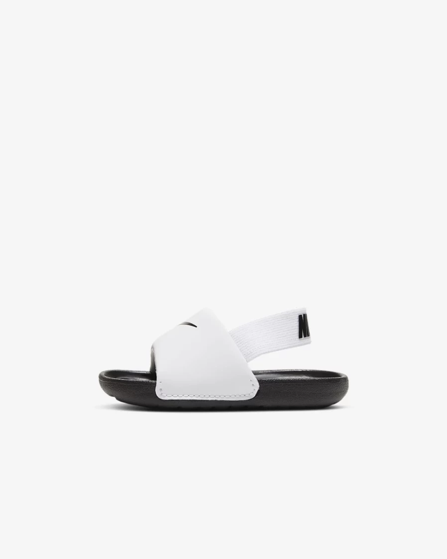 Nike Kawa Toddler Slides for Boys and Girls - White/Black Comfortable Kids Sandals