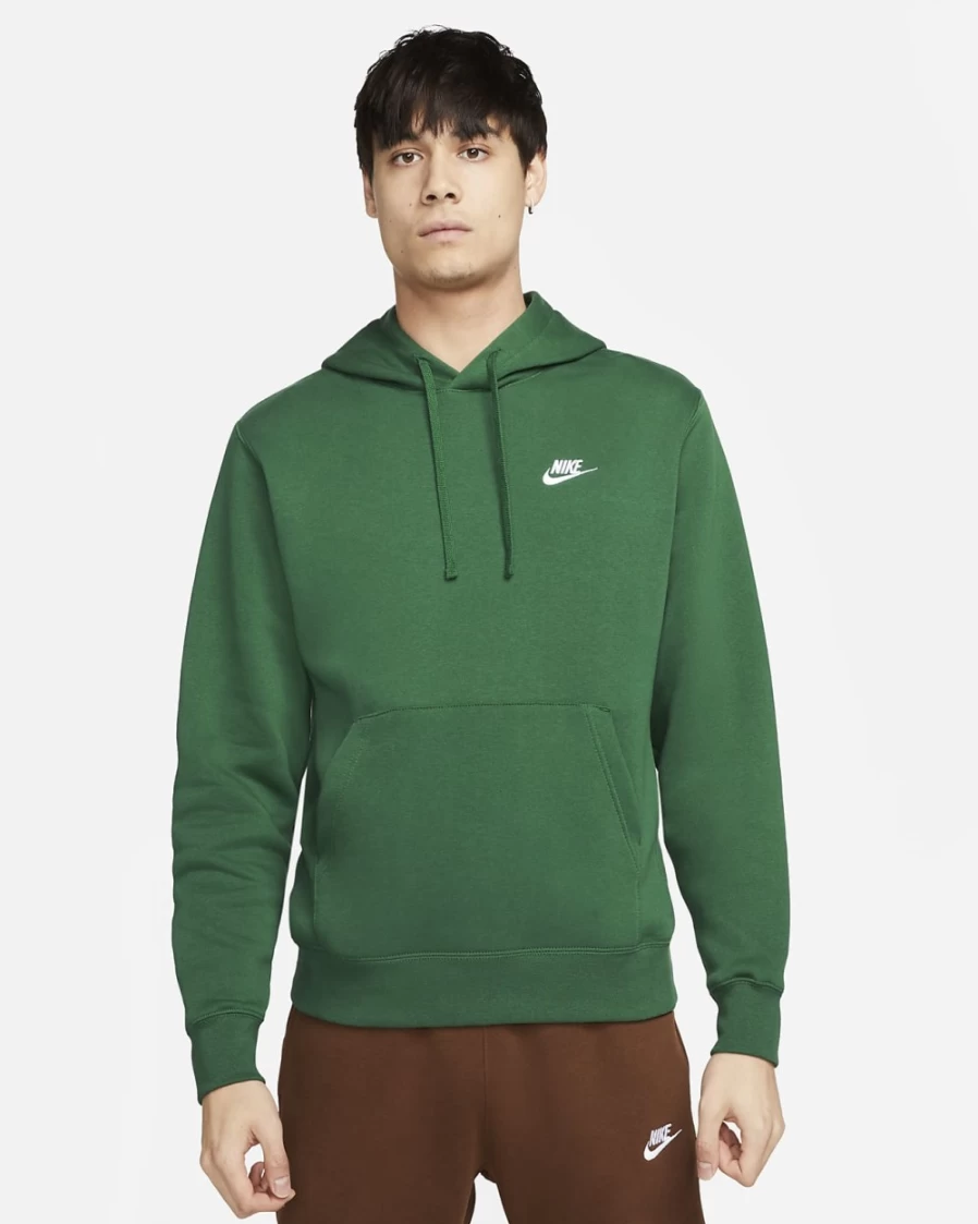 Nike Men's Club Fleece Pullover Hoodie - Gorge Green/White Sportswear