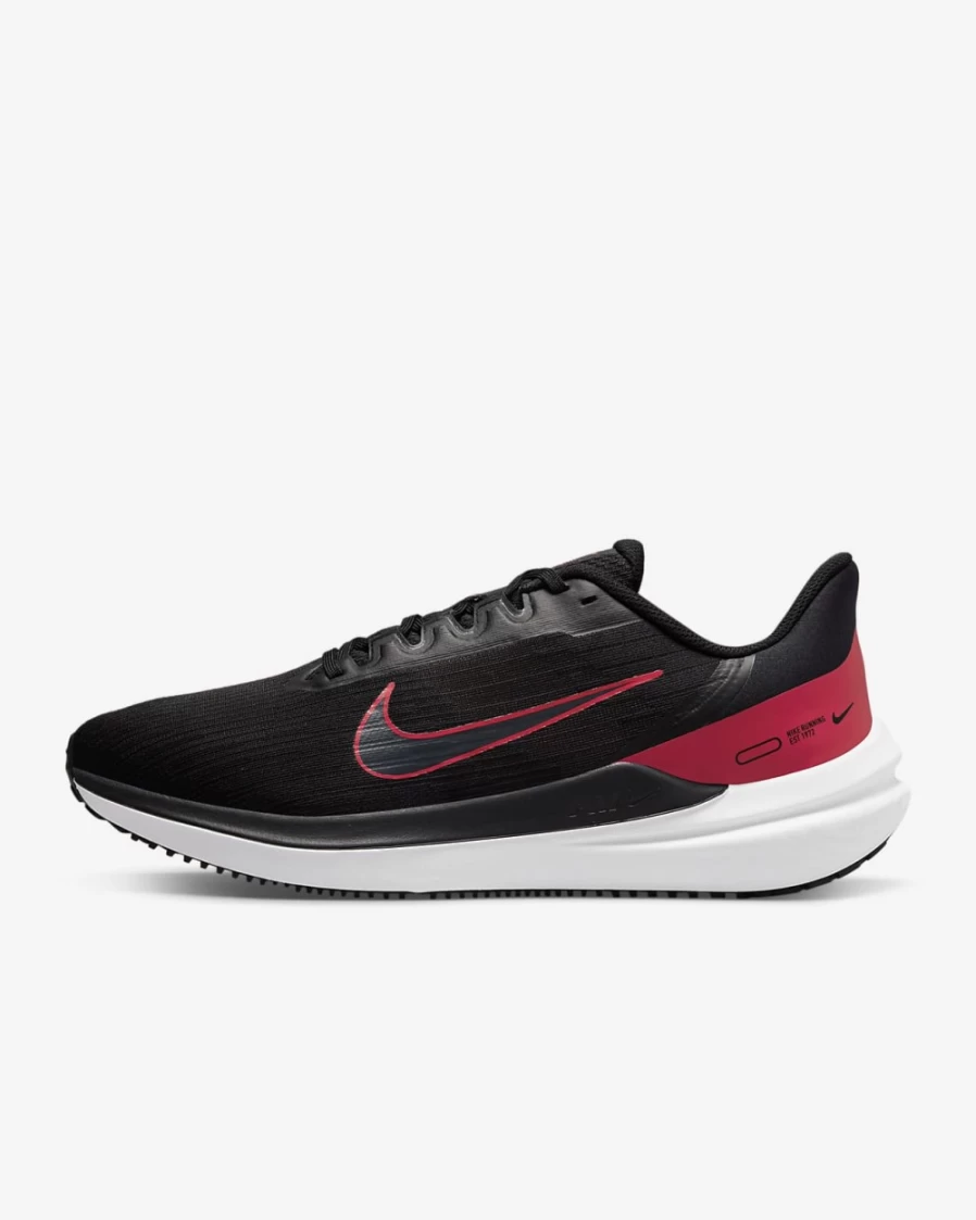 Nike Winflo 9 Men's Road Running Shoes - Black/Dark Smoke Grey/Iron Grey/University Red