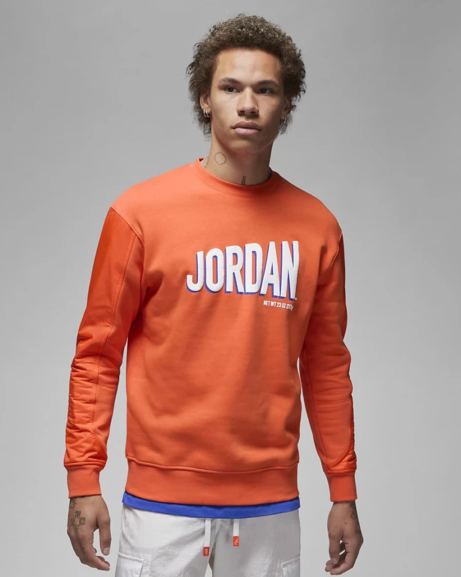 Nike Jordan Flight MVP Men's Fleece Crewneck Sweatshirt - Rush Orange/White