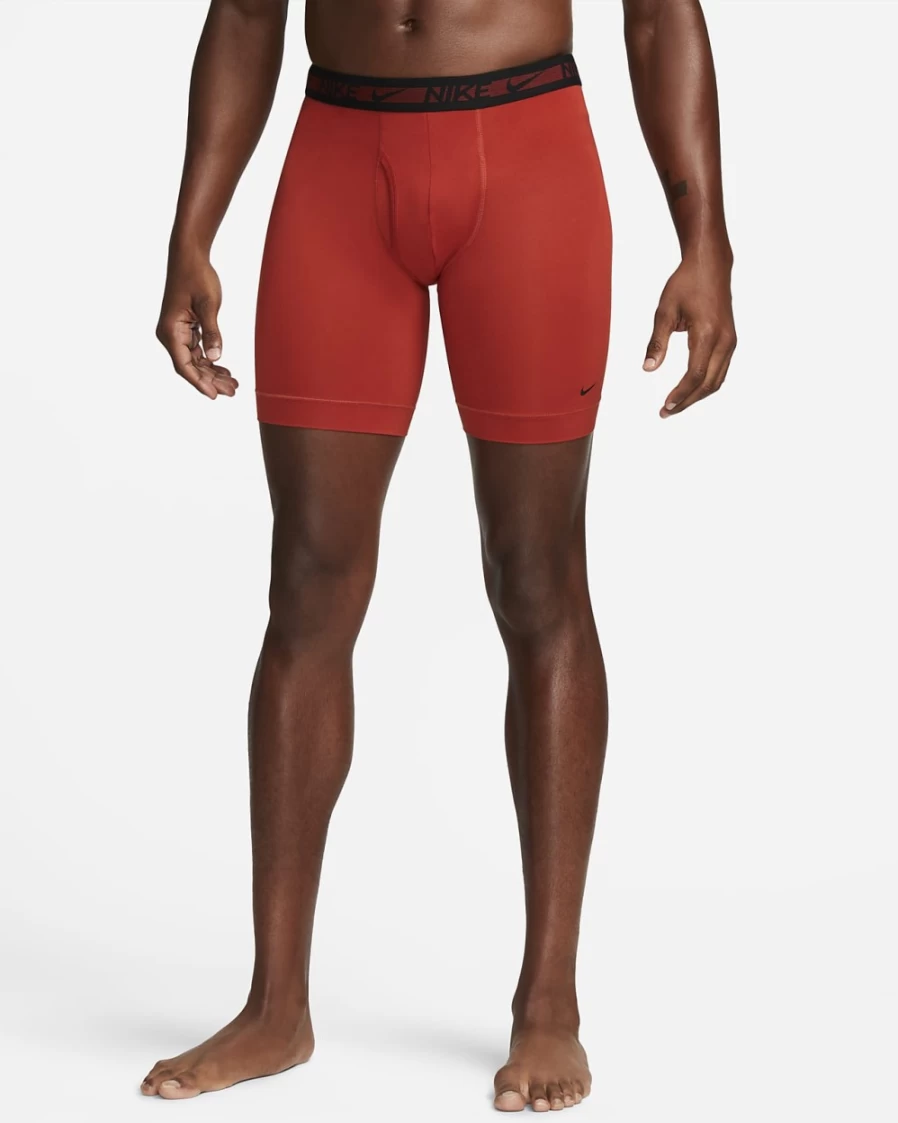 Nike Men's Dri-FIT Ultra Stretch Micro Long Boxer Brief 3-Pack - Cinnabar