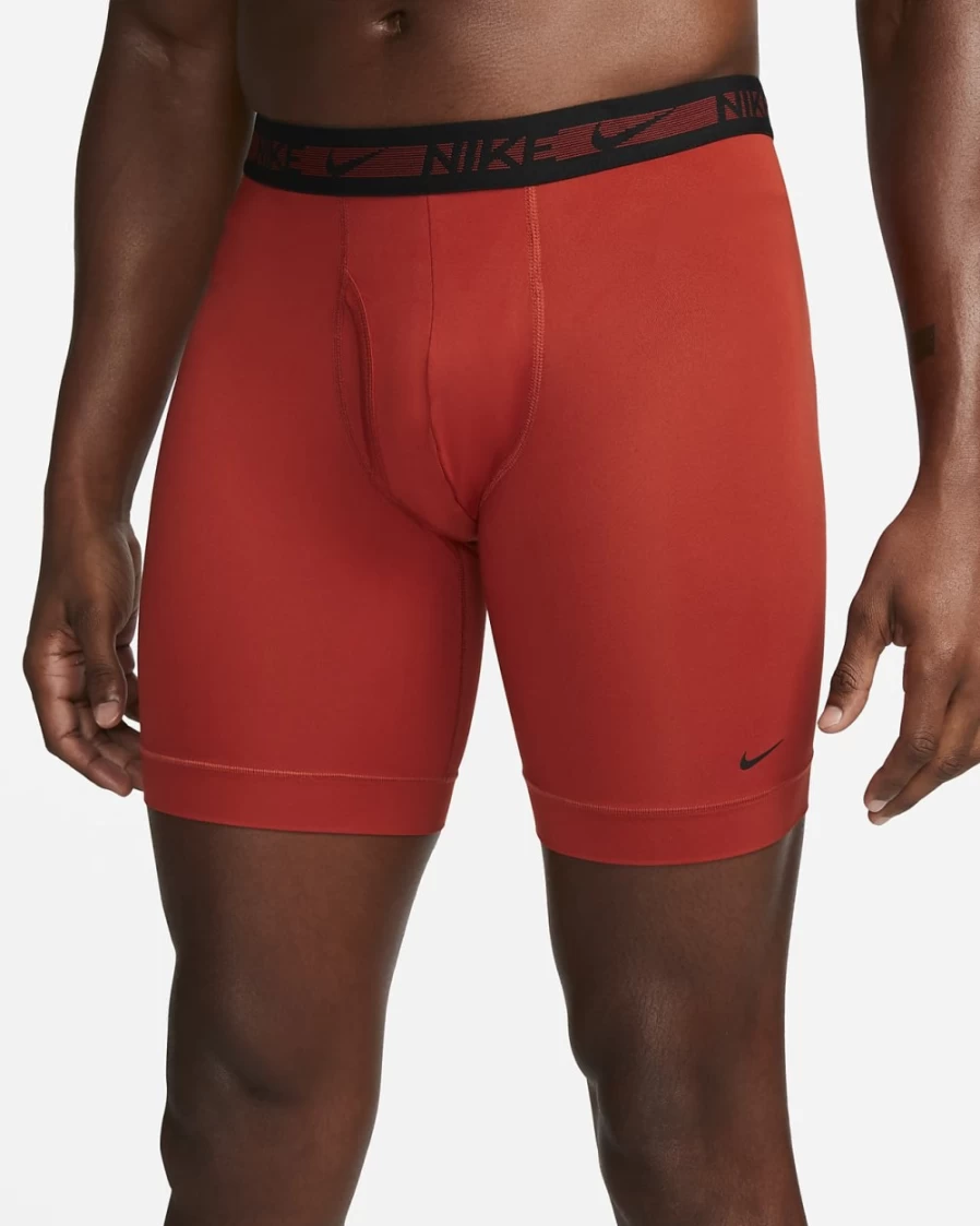 Nike Men's Dri-FIT Ultra Stretch Micro Long Boxer Brief 3-Pack - Cinnabar