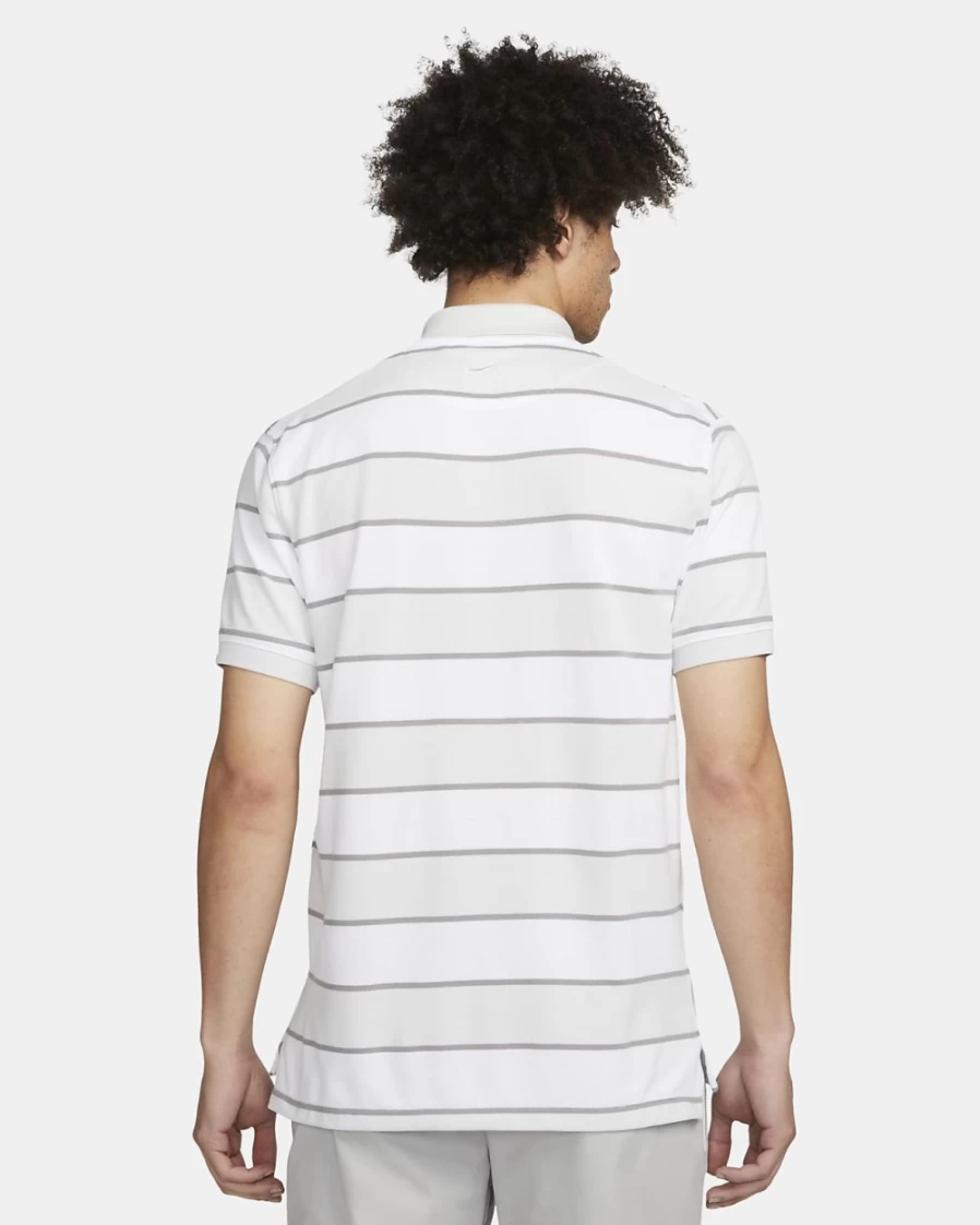 Nike Men's Slim-Fit Striped Polo Shirt in Photon Dust/White