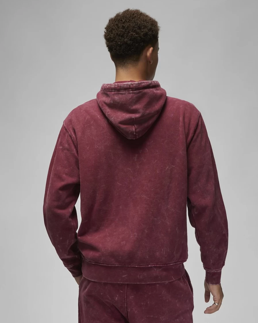 Nike Jordan Flight Fleece Men's Hoodie - Cherrywood Red Pullover, Washed Cotton Comfort Fit