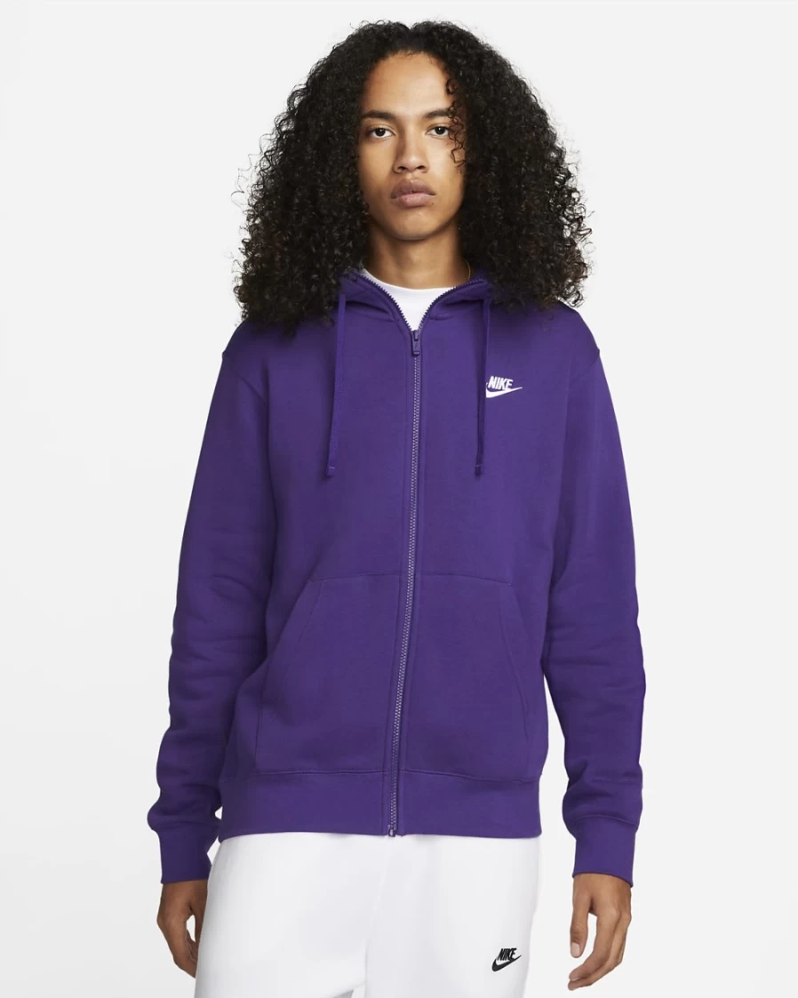 Nike Club Fleece Men's Full-Zip Hoodie - Court Purple & White Colorway