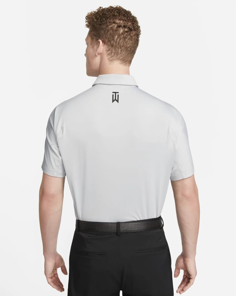 Nike Dri-FIT Tiger Woods Men's Light Smoke Grey Golf Polo - Moisture-Wicking, Breathable Stripe Design for Men