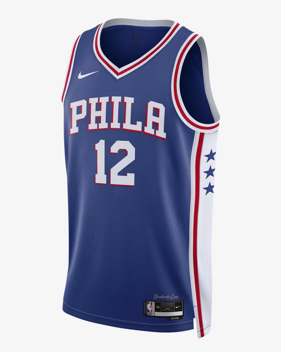 Nike Men's Philadelphia 76ers Icon Edition 2022/23 NBA Swingman Jersey - Rush Blue Dri-FIT Basketball Shirt