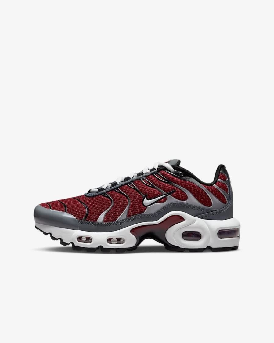 Nike Air Max Plus Big Kids' Sneakers for Boys & Girls - Team Red/Black/Cool Grey/White