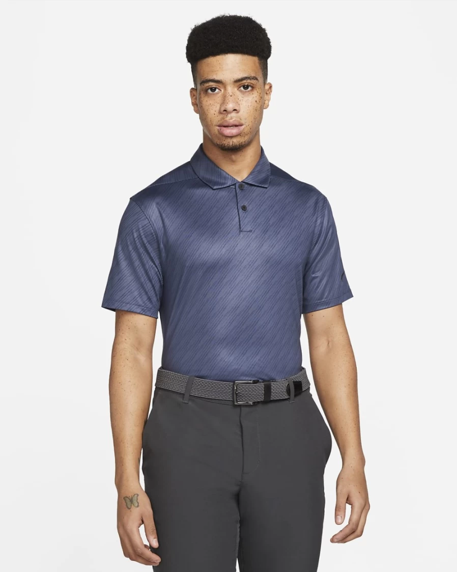 Nike Dri-FIT Vapor Men's Golf Polo - Thunder Blue/Black Striped Performance Shirt