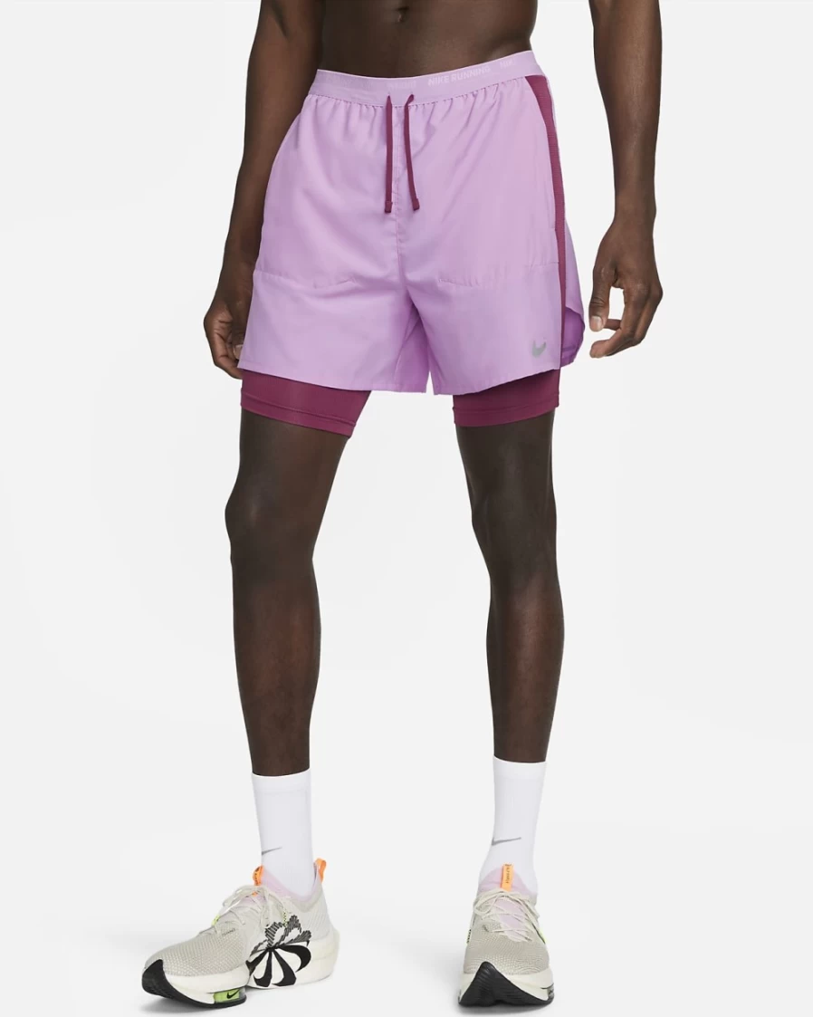Nike Men's Dri-FIT Stride 7" 2-in-1 Running Shorts - Rush Fuchsia/Rosewood Quick-Dry Workout Shorts for Men