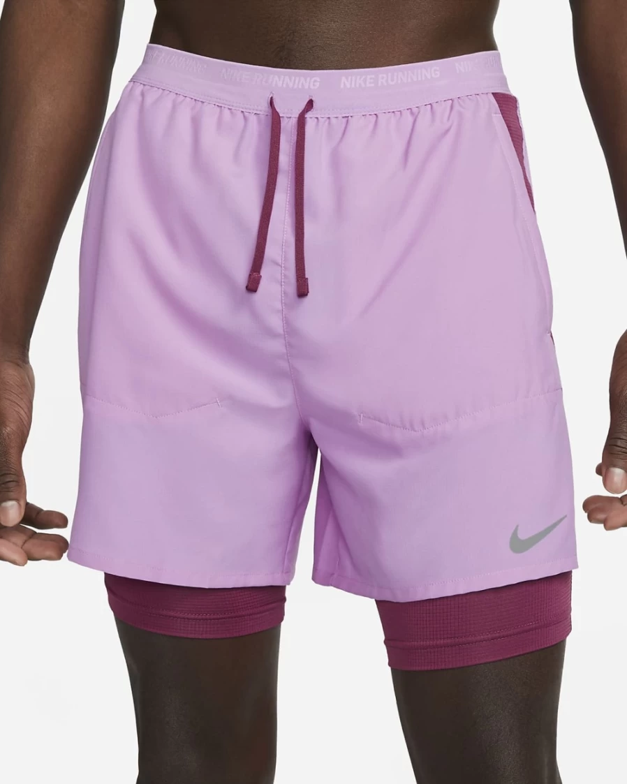 Nike Men's Dri-FIT Stride 7" 2-in-1 Running Shorts - Rush Fuchsia/Rosewood Quick-Dry Workout Shorts for Men