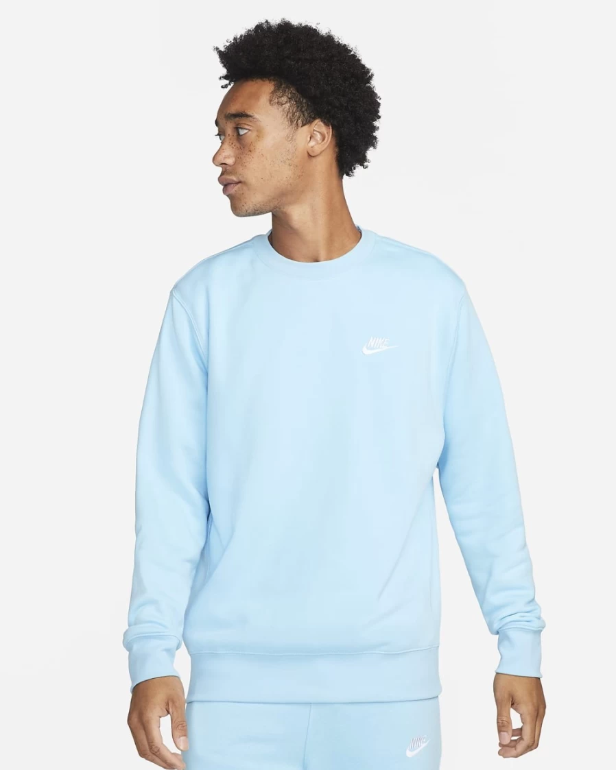 Nike Club Fleece Crew Men's Sweatshirt - Blue Chill/White | Sportswear Essentials