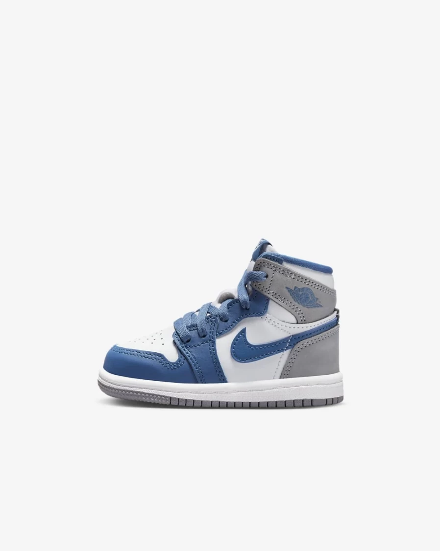 Nike Jordan 1 Retro High OG True Blue Cement Grey White Baby Toddler Shoes for Boys and Girls