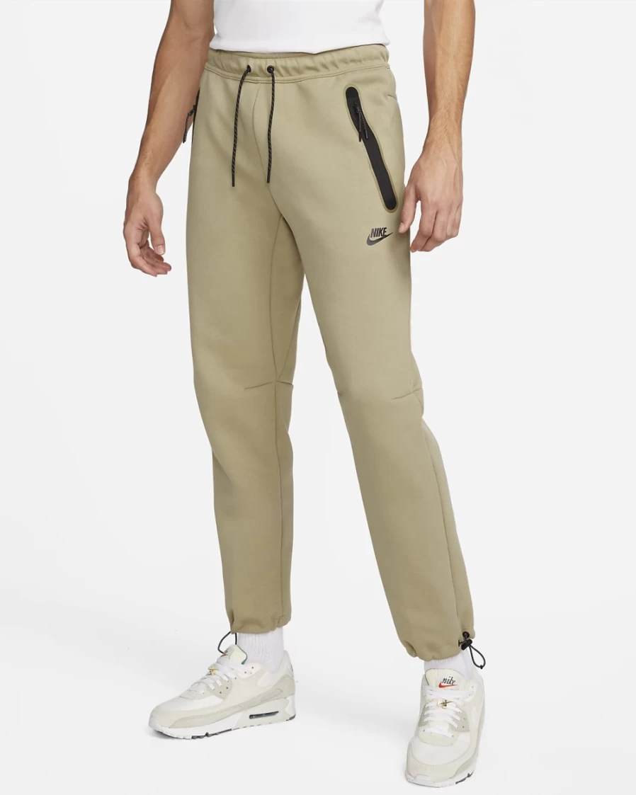 Nike Men's Tech Fleece Sweatpants - Khaki/Black Comfortable Athletic Joggers