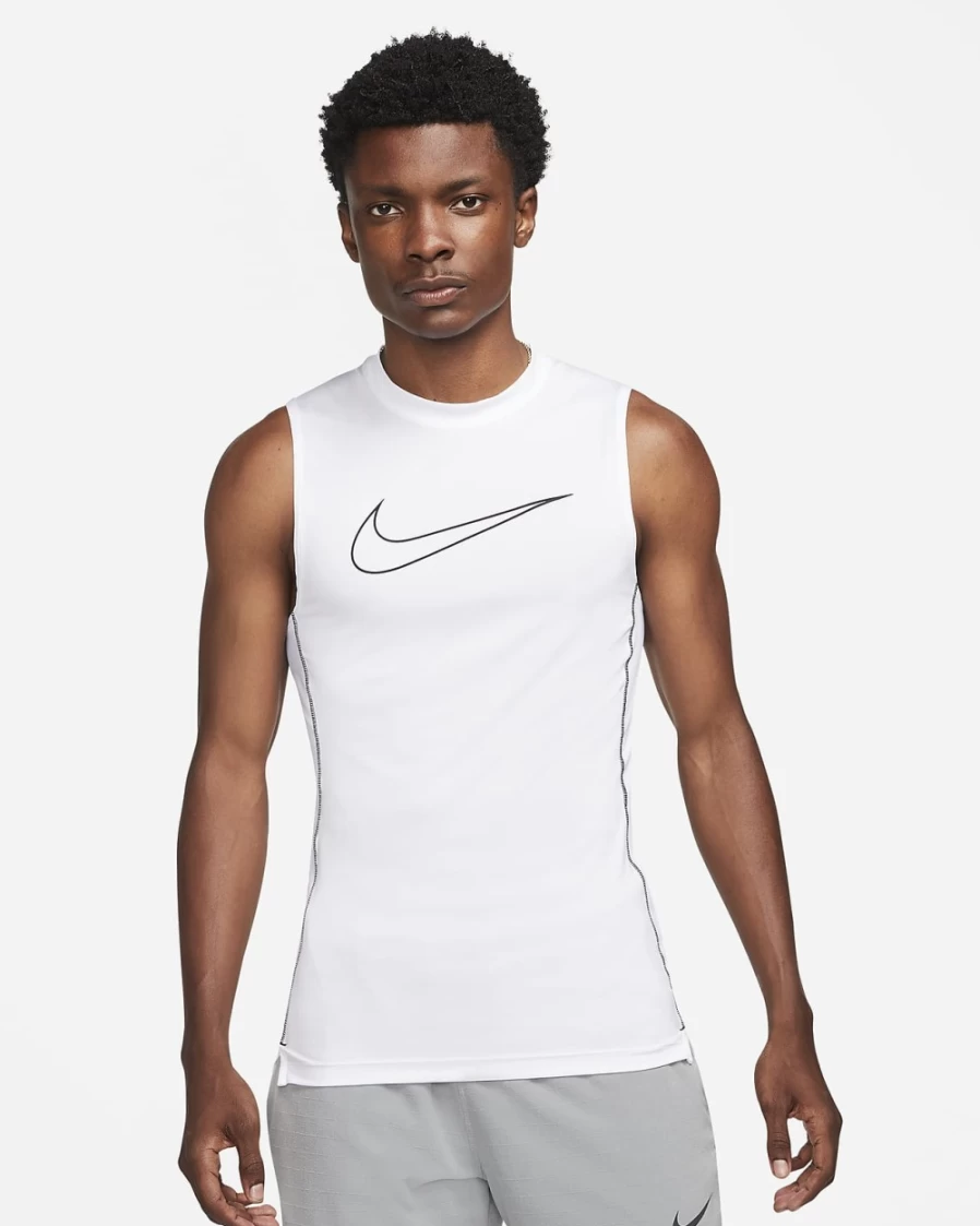 Nike Pro Dri-FIT Men's Sleeveless Training Top - White/Black/Black - Moisture-Wicking Performance Shirt