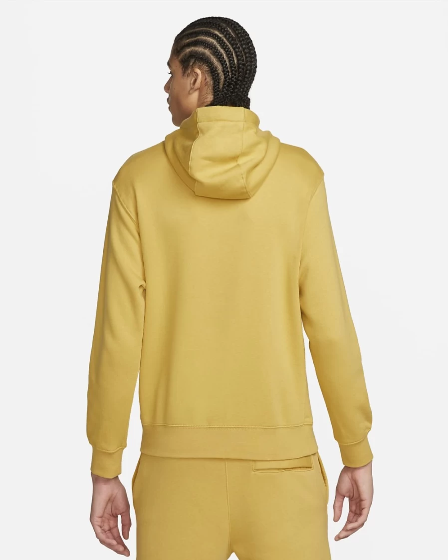 Nike Men's Club Fleece Pullover Hoodie - Wheat Gold & White Comfort Fit Sweatshirt