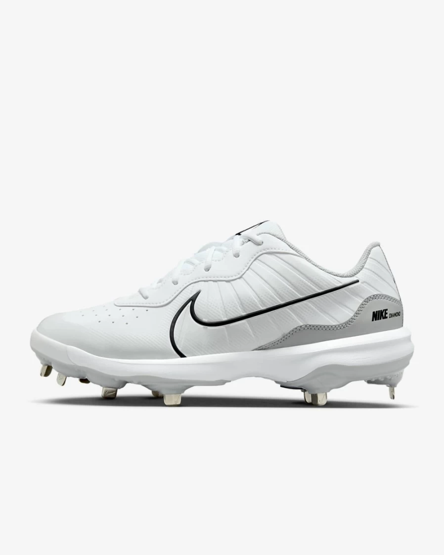 Nike Alpha Huarache Varsity 4 Low White Wolf Grey Pure Platinum Black Baseball Cleats for Men