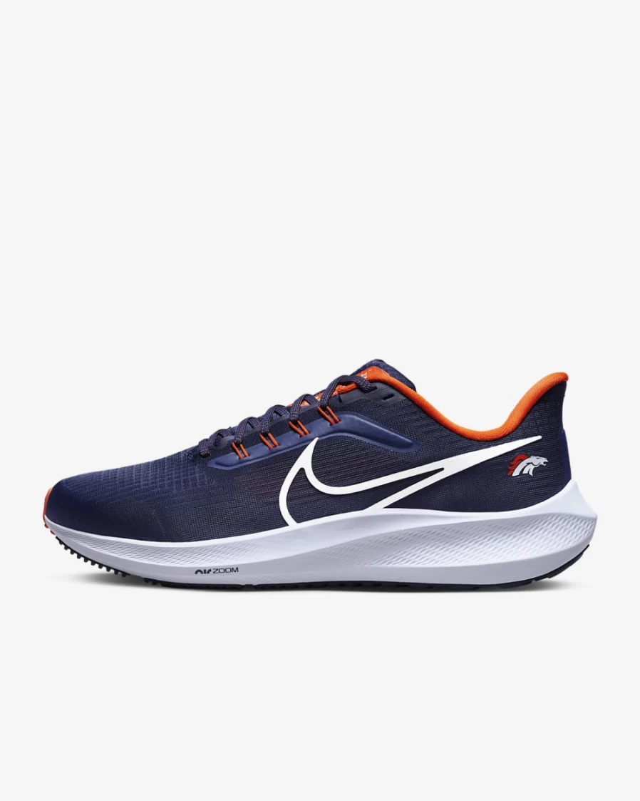Nike Pegasus 39 Men's Road Running Shoes - Denver Broncos NFL Edition in College Navy/Brilliant Orange/White