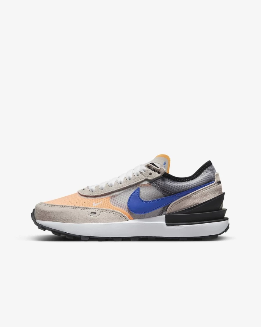 Nike Waffle One Light Bone/White/Black/Racer Blue Big Kids' Sneakers for Boys and Girls