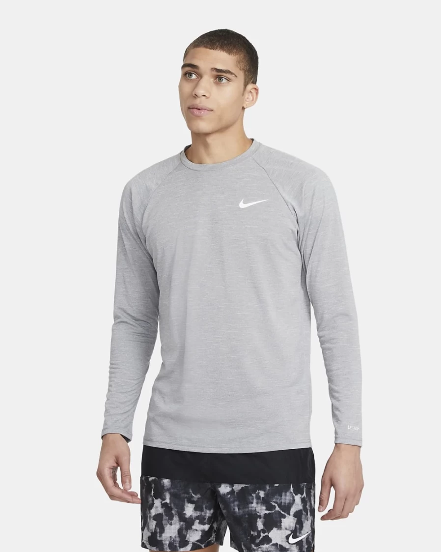 Nike Men's Particle Grey Hydroguard Long Sleeve Swim Shirt UPF Sun Protection