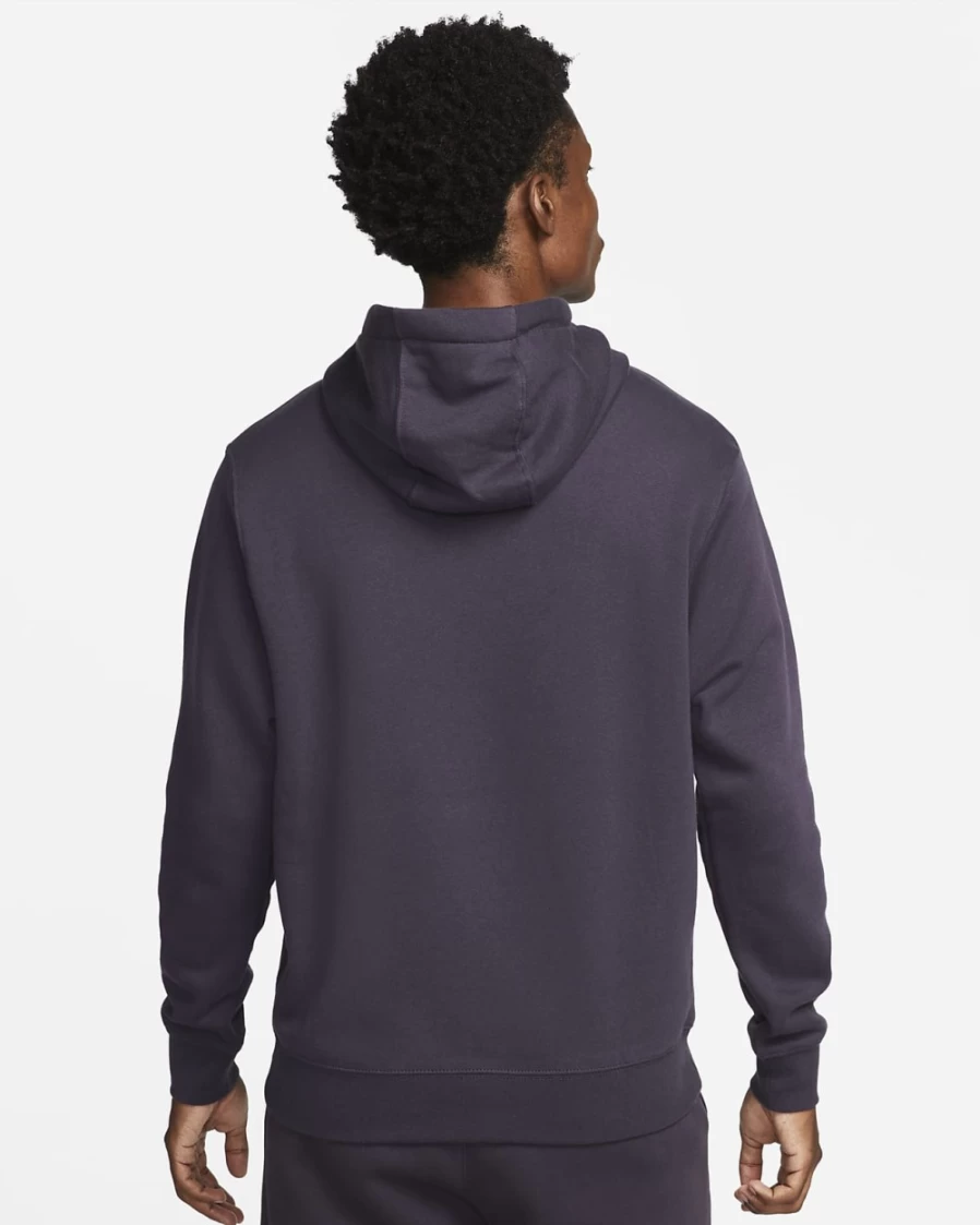 Nike Men's Club Fleece Pullover Hoodie - Cave Purple & White Comfort Fit Sweatshirt