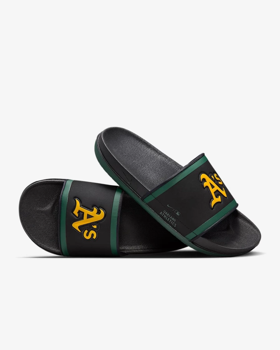 Nike Offcourt Slide Sandals for Men (MLB Oakland Athletics) - Black/Pro Green/Sundown