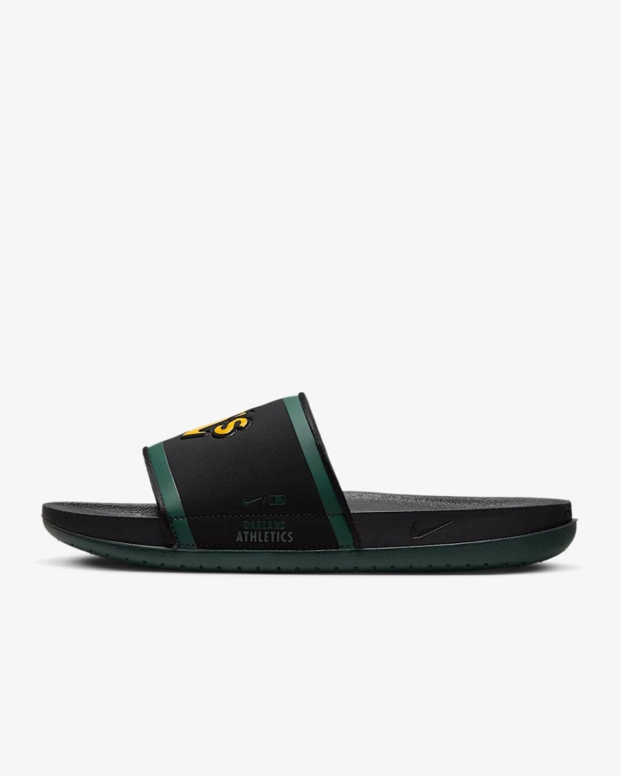 Nike Offcourt Slide Sandals for Men (MLB Oakland Athletics) - Black/Pro Green/Sundown