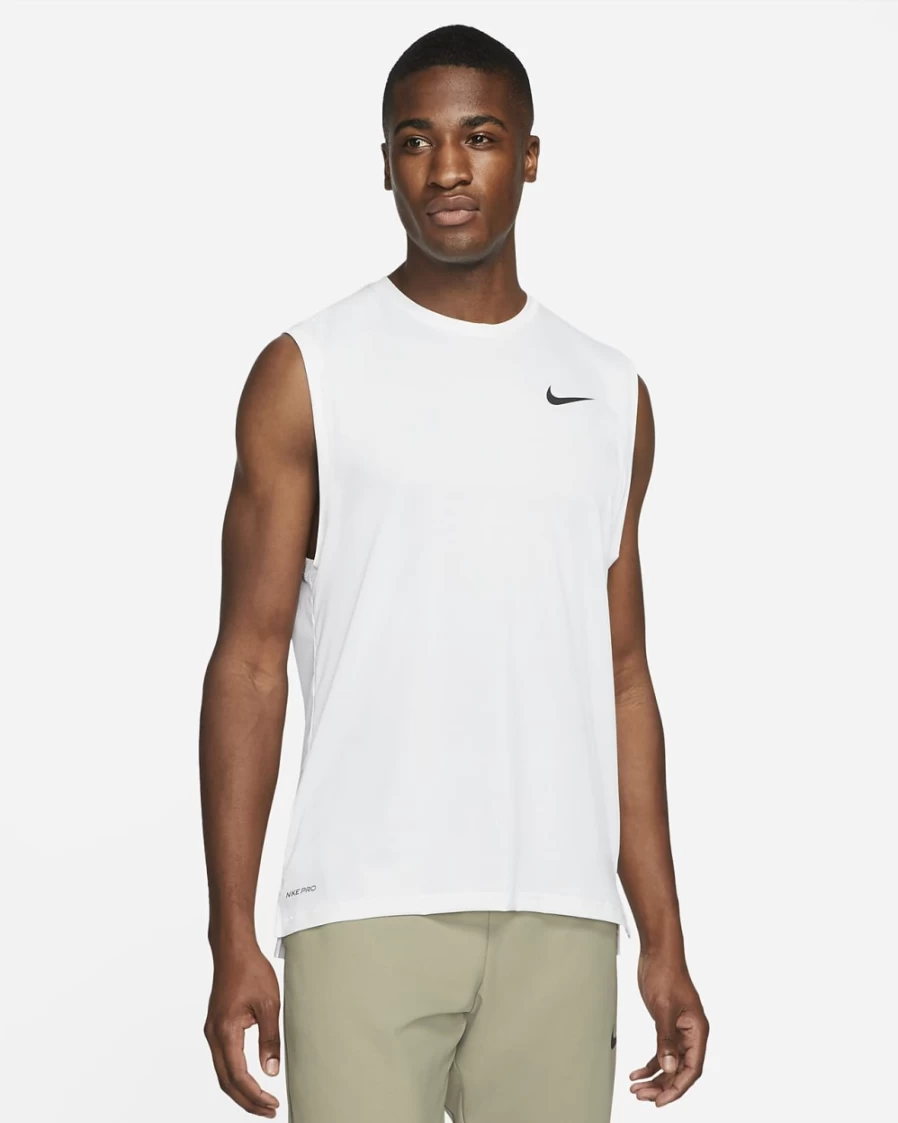 Nike Pro Dri-FIT Men's Performance Tank Top - White/Black - Moisture-Wicking Workout Shirt