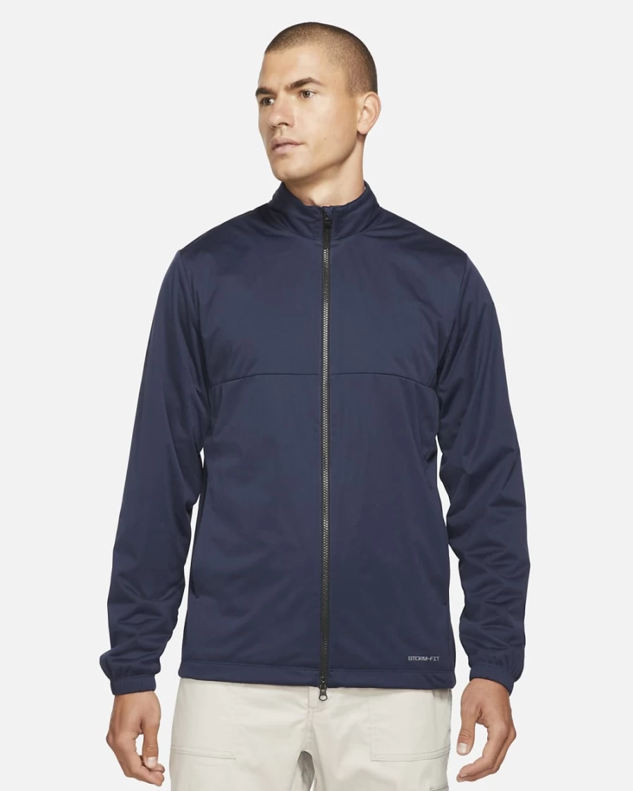 Nike Storm-FIT Victory Men's Full-Zip Golf Jacket - Obsidian/Black, Waterproof Windbreaker for Men