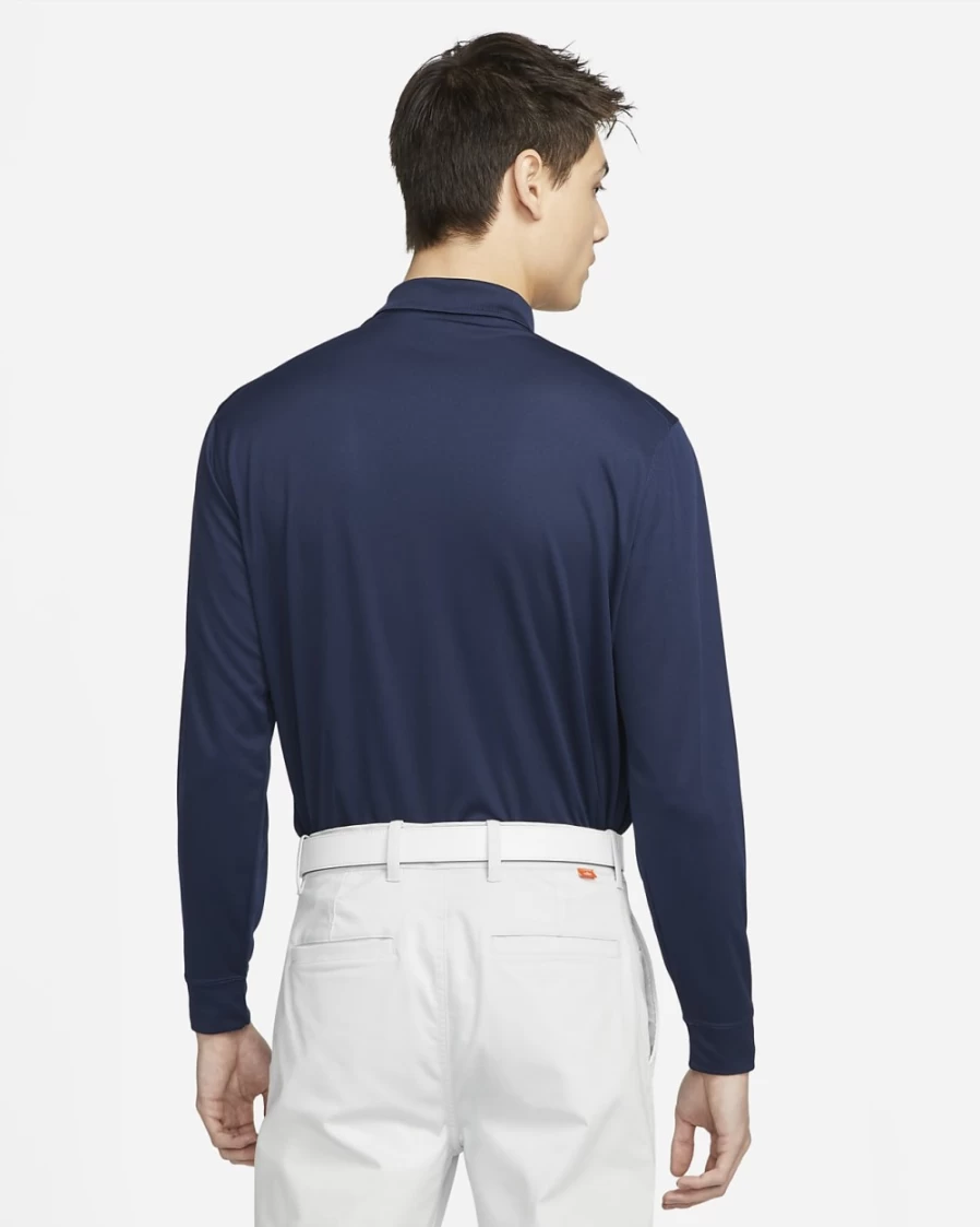 Nike Dri-FIT Victory Men's Long-Sleeve Golf Polo Shirt - College Navy/White, Moisture-Wicking Performance Top for Men