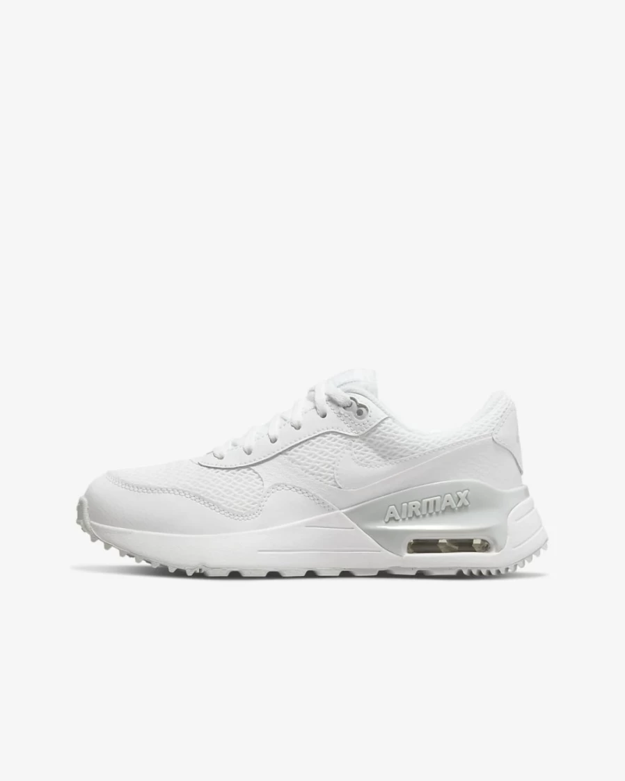 Nike Air Max SYSTM Big Kids' Sneakers - White/Pure Platinum/White - Unisex Boys & Girls Running Shoes