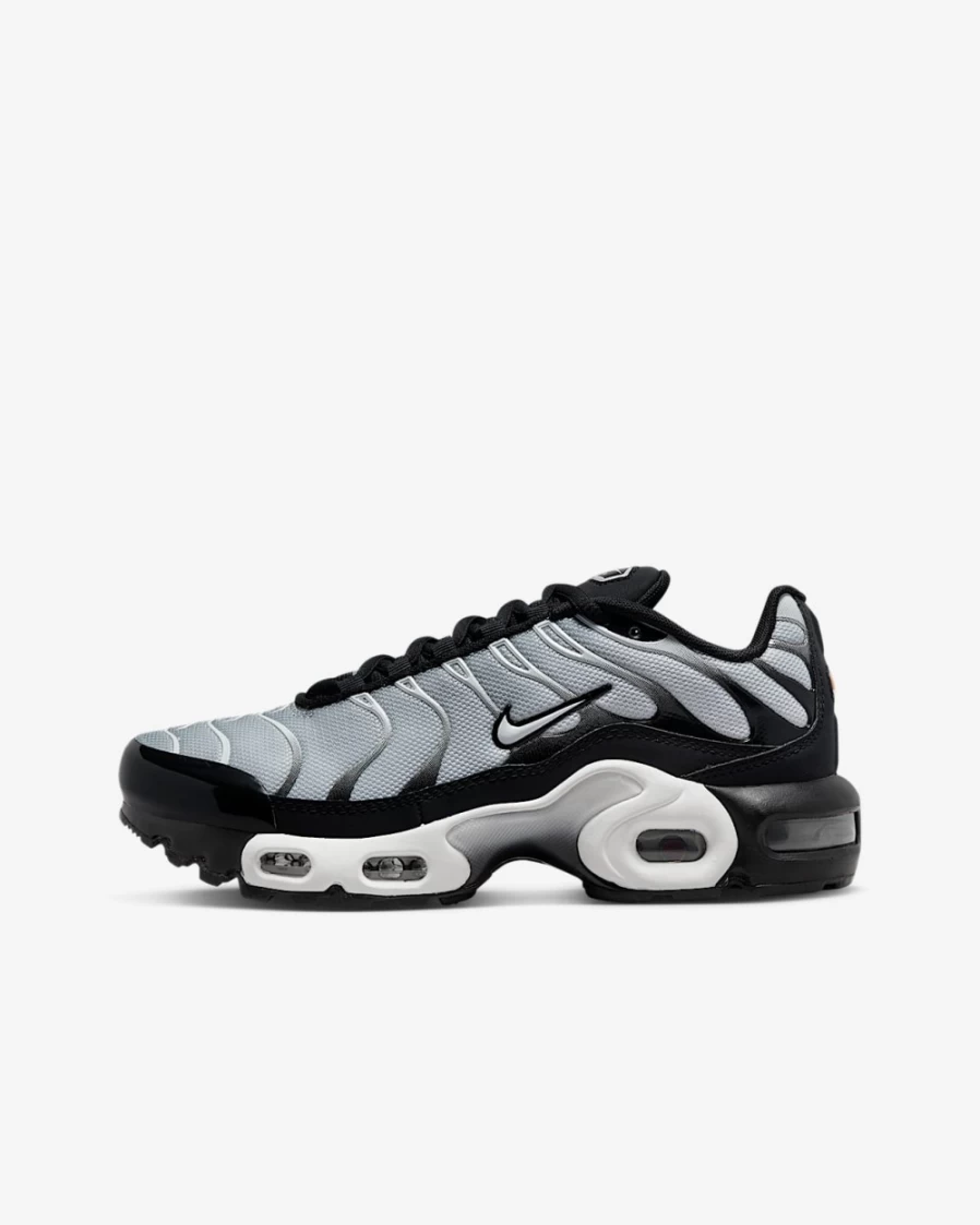Nike Air Max Plus Big Kids' Shoes for Boys & Girls - Black/Metallic Silver/White