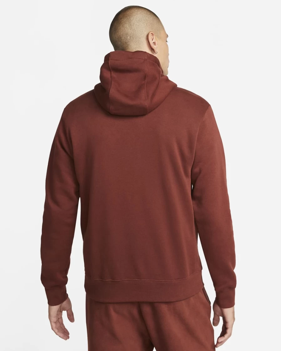 Nike Men's Club Fleece Pullover Hoodie - Oxen Brown & White Comfortable Sportswear