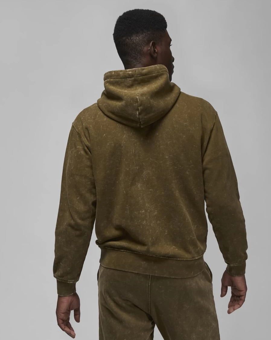 Nike Jordan Flight Fleece Men's Light Olive Pullover Hoodie - Washed Comfort Fit