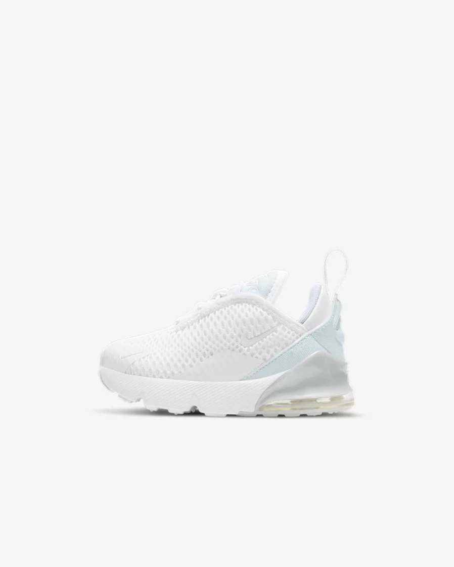 Nike Air Max 270 White Metallic Silver Toddler Shoes for Boys and Girls