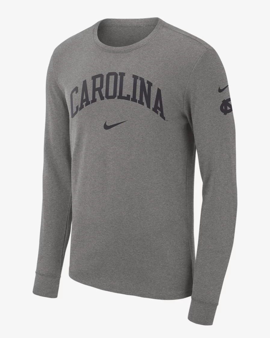 Nike UNC Men's Dark Grey Heather Long Sleeve T-Shirt