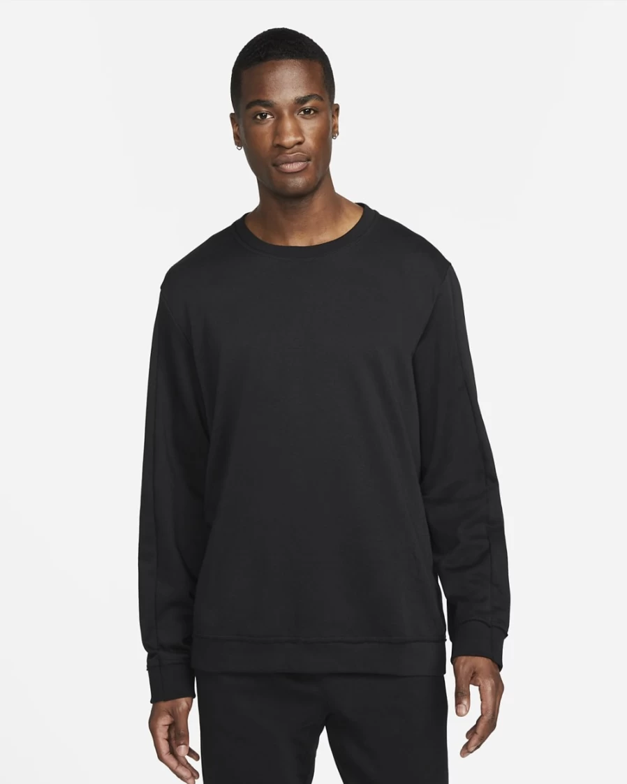 Nike Men's Yoga Crew Sweatshirt - Black & Iron Grey Athletic Top for Men